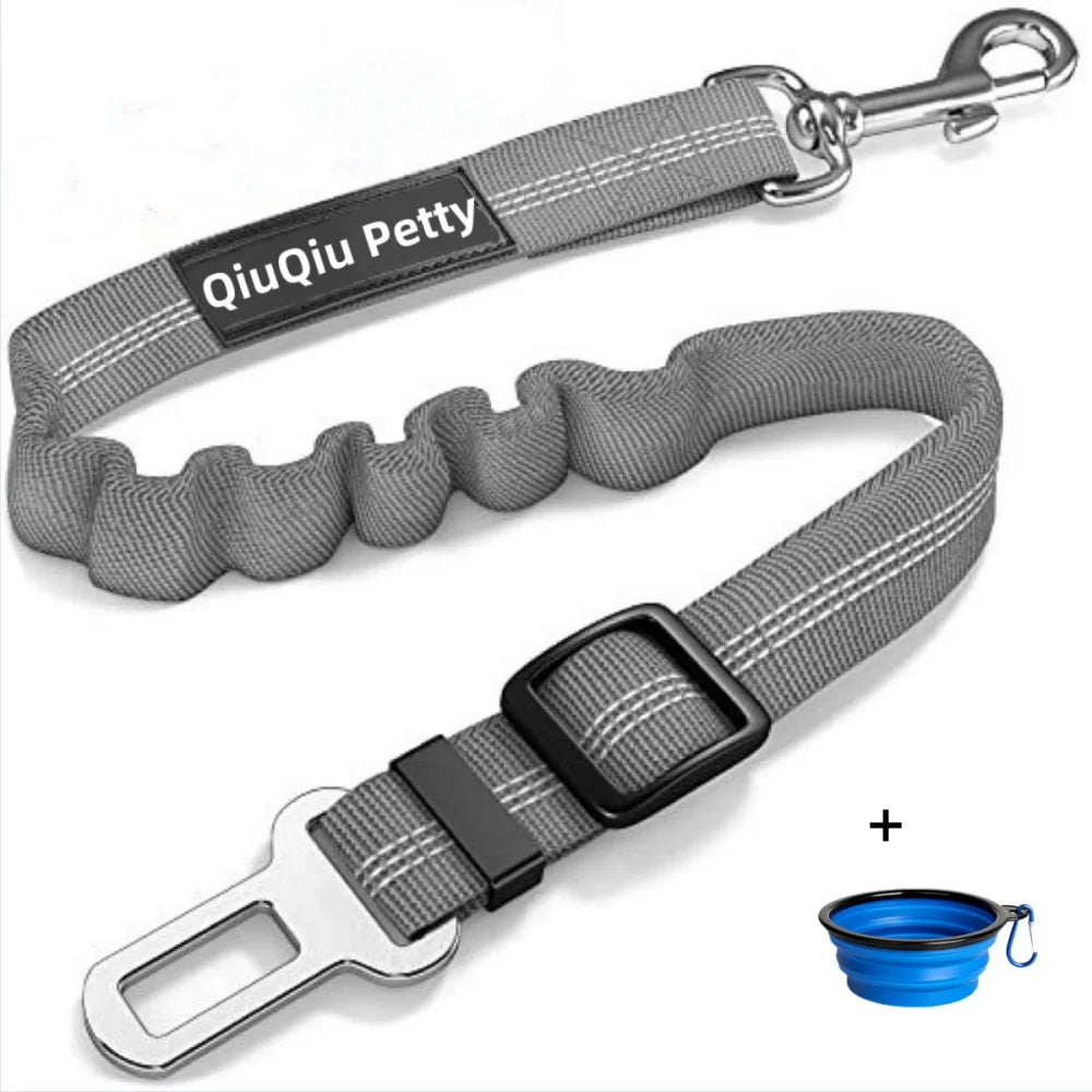 Retractable Dog Car Harness Set with Adjustable Seatbelt, Nylon Pet Safety Tether, Dog Car Harness, With Pet Folding Bowl