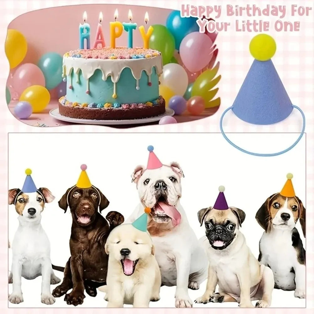 Cute 6pcs Set Mini Party Hats Lightweight Colorful Cone Hats Pet Decorative Headwear Christmas Party