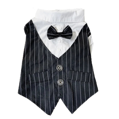 Dog Shirt Stylish Suit Pet Small Dog Clothes Bow Tie Wedding Shirt Costume Formal Tuxedo With Bow Tie Puppy Cat Bulldog Clothing