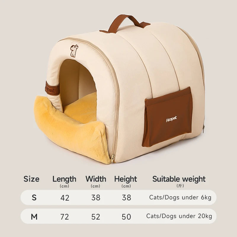 HOOPET Enclosed Dog Bed for Anxiety, Self Warming Calming Pet Tent with Removable Plush Mat, Washable Large Indoor House
