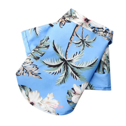 Summer Dog Clothes Coconut Tree Pineapple Flower Print Dog Cat Shirt Short Sleeve Fashion Beach Hawaiian Style Clothes For Pets