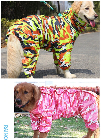 the CAMO-DOG - Large Pet Dog Raincoat, Waterproof Rain Clothes, Jumpsuit for Large/Medium/Small Dogs, Golden Retriever Outdoor Pet Clothing Coat