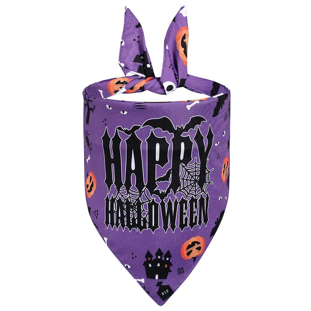 the HOWL-O-WEEN SCARFS - Adjustable Chic Pet Bandana with Bow Tie - Polyester Triangle Scarf & Drool Bib for Small to Large Dogs, Perfect for Halloween