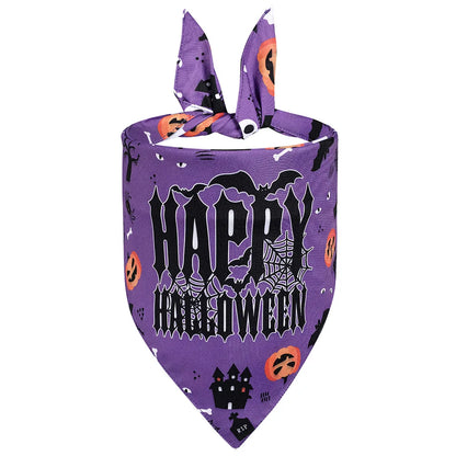 the HOWL-O-WEEN SCARFS - Adjustable Chic Pet Bandana with Bow Tie - Polyester Triangle Scarf & Drool Bib for Small to Large Dogs, Perfect for Halloween
