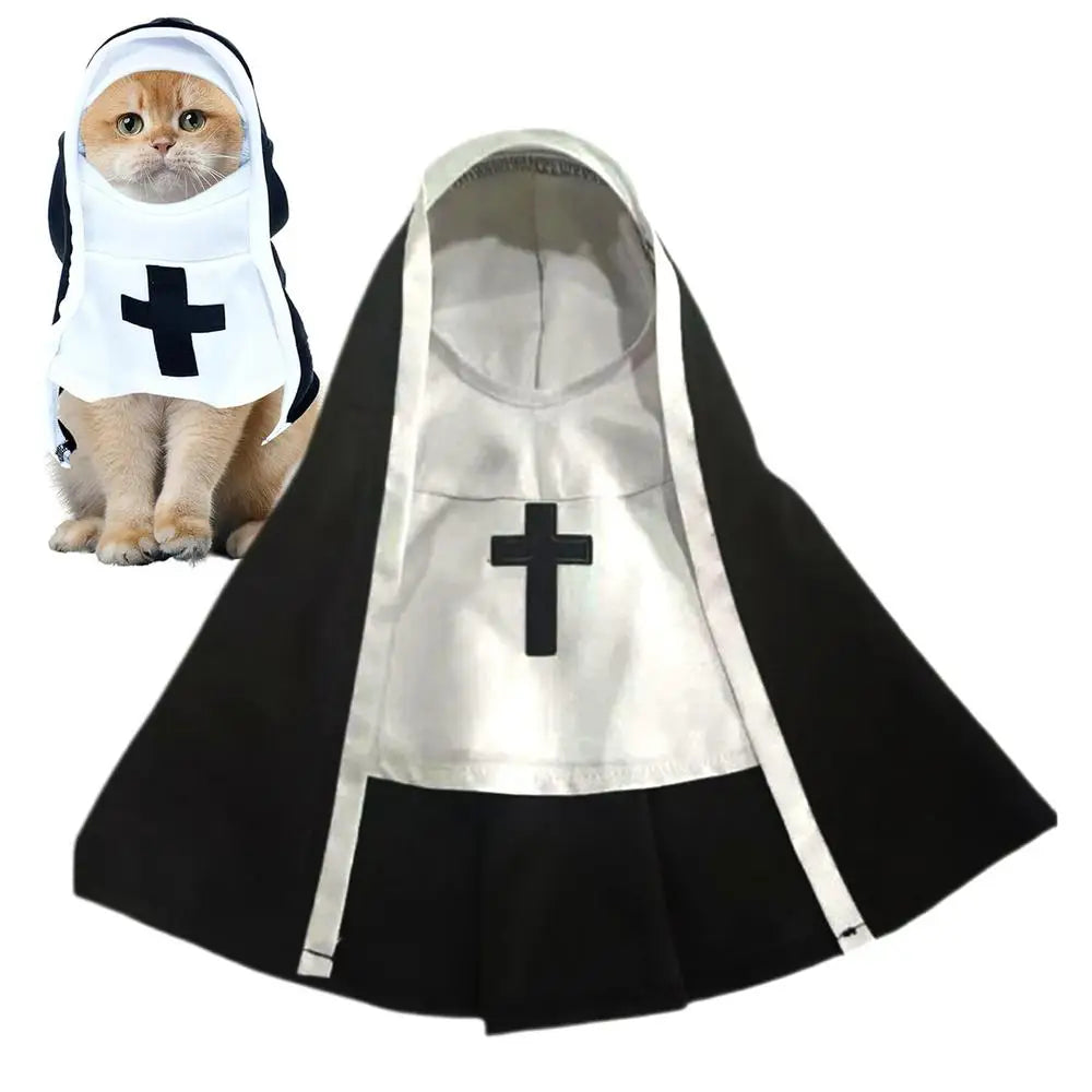 Three-Dimensional Modeling Nun Style Headwear Dress Up Cosplay Pet Costume Set Halloween Dog Transform Clothes