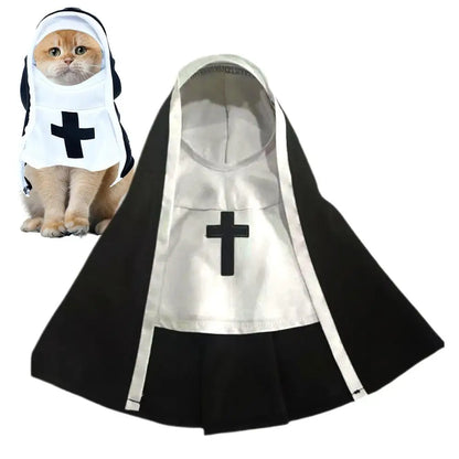 Three-Dimensional Modeling Nun Style Headwear Dress Up Cosplay Pet Costume Set Halloween Dog Transform Clothes