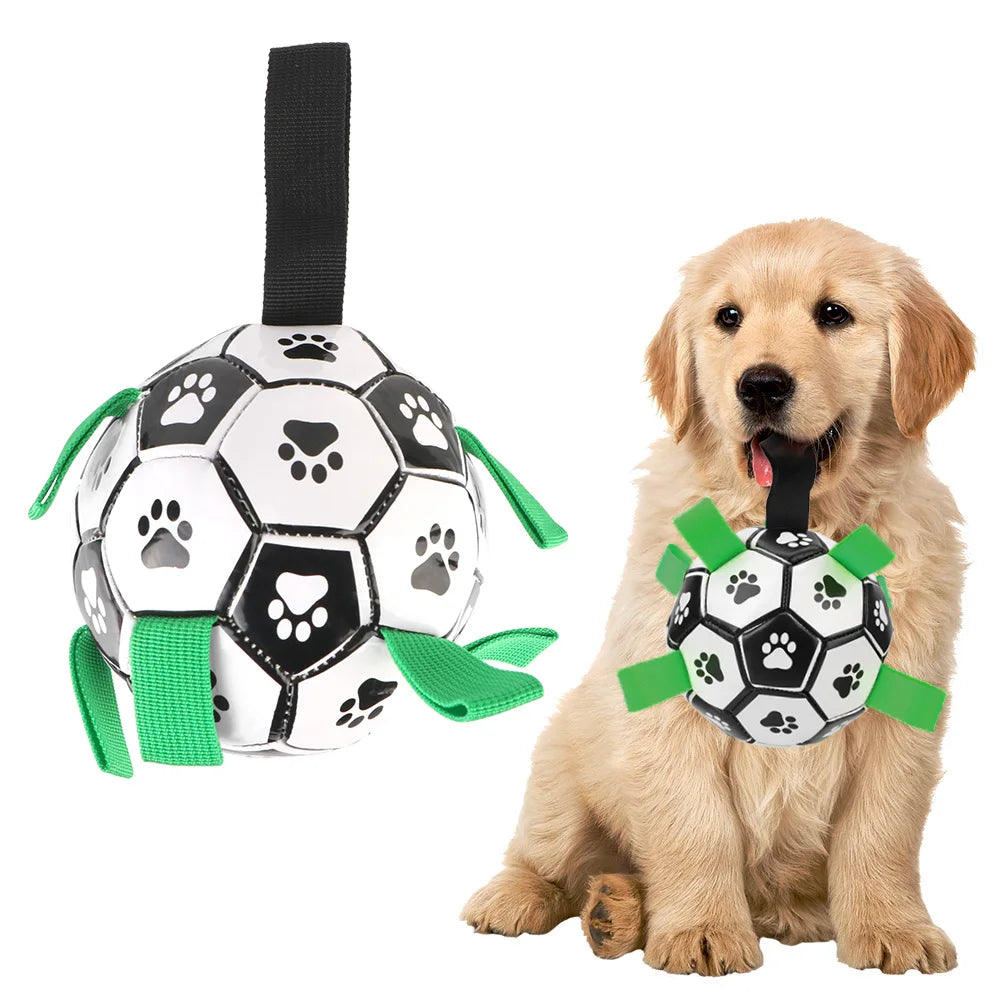 Pets Accessories Dog Bite Chew Balls Interactive Pet Football Toys 15cm Puppy Outdoor Training Soccer With Grab Tabs