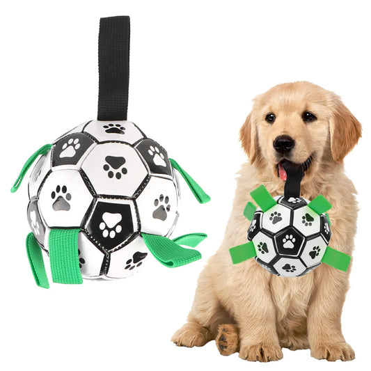 Pets Accessories Dog Bite Chew Balls Interactive Pet Football Toys 15cm Puppy Outdoor Training Soccer With Grab Tabs