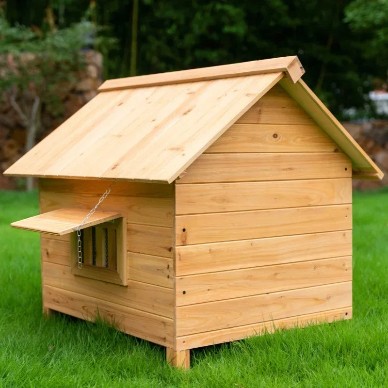 Solid wood dog house Outdoor pet Winter kennel All seasons Universal warm Wooden large dog Outdoor rainproof dog cage