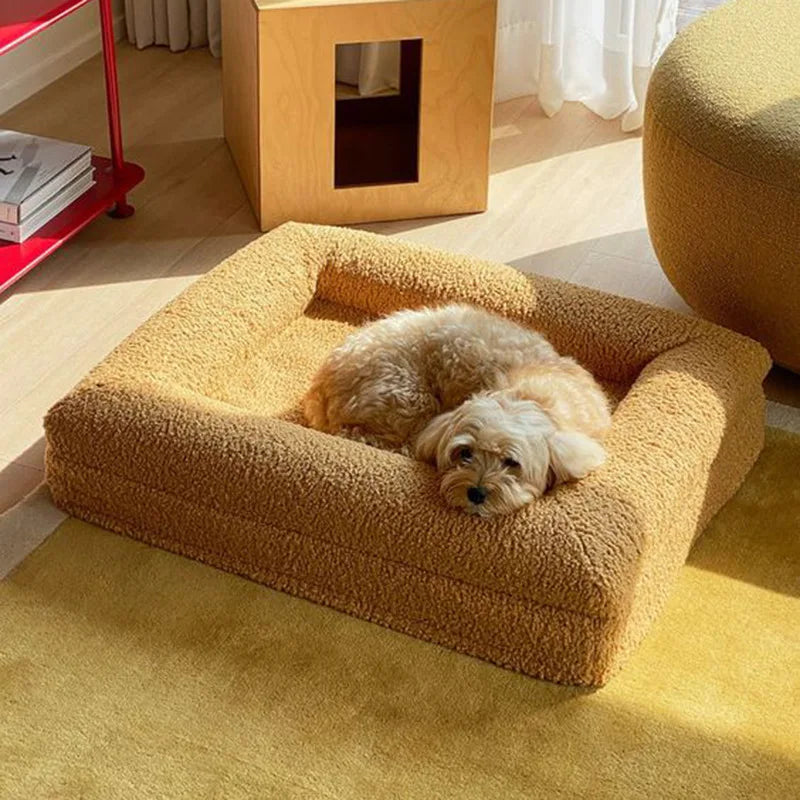 Custom Luxury Large Washable Orthopedic Waterproof Memory Foam Boucle Pet Dog Bed Pet Beds Removable Cover