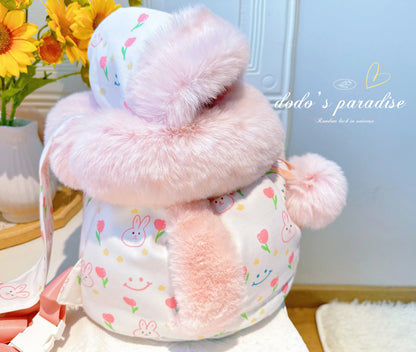 Pet Carriers Travel Products Cat Teddy Puppy Winter Fur Collar Dog Backpack Out  Chest Bag Thickening Warmer  accessories