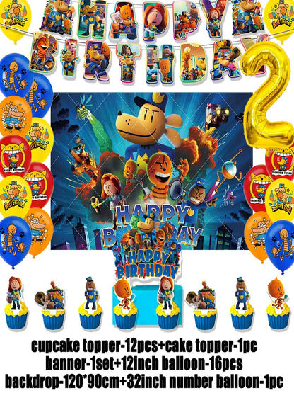 Cartoon DOGS MAN Theme Birthday Party Supplies Decoration Best Friend Balloon Banner Backdrop Cupcake Topper for Kids Child Gift