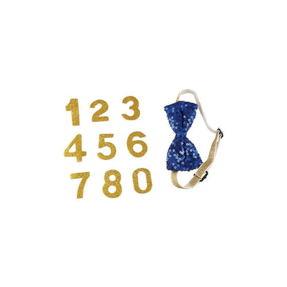 Decorative Pet Birthday Set Polyester Adjustable Dog Sequins Hat Blue Cat Birthday Hat Bow Tie Birthday Party