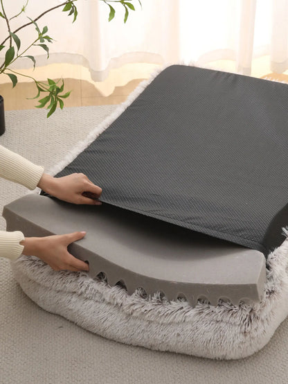 Full Filling Medium Dog Bed Half Surround Large Dog Sofa Soft Square Cat Bed Kennel Plush Puppy Nest House Accessories