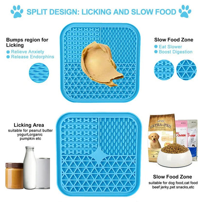 Dog Slow Feeder Mat,Relieve Anxiety Lick Pad for Small Animal Training Calming With Suction Cup Peanut Butter Snacks Lick Bowl