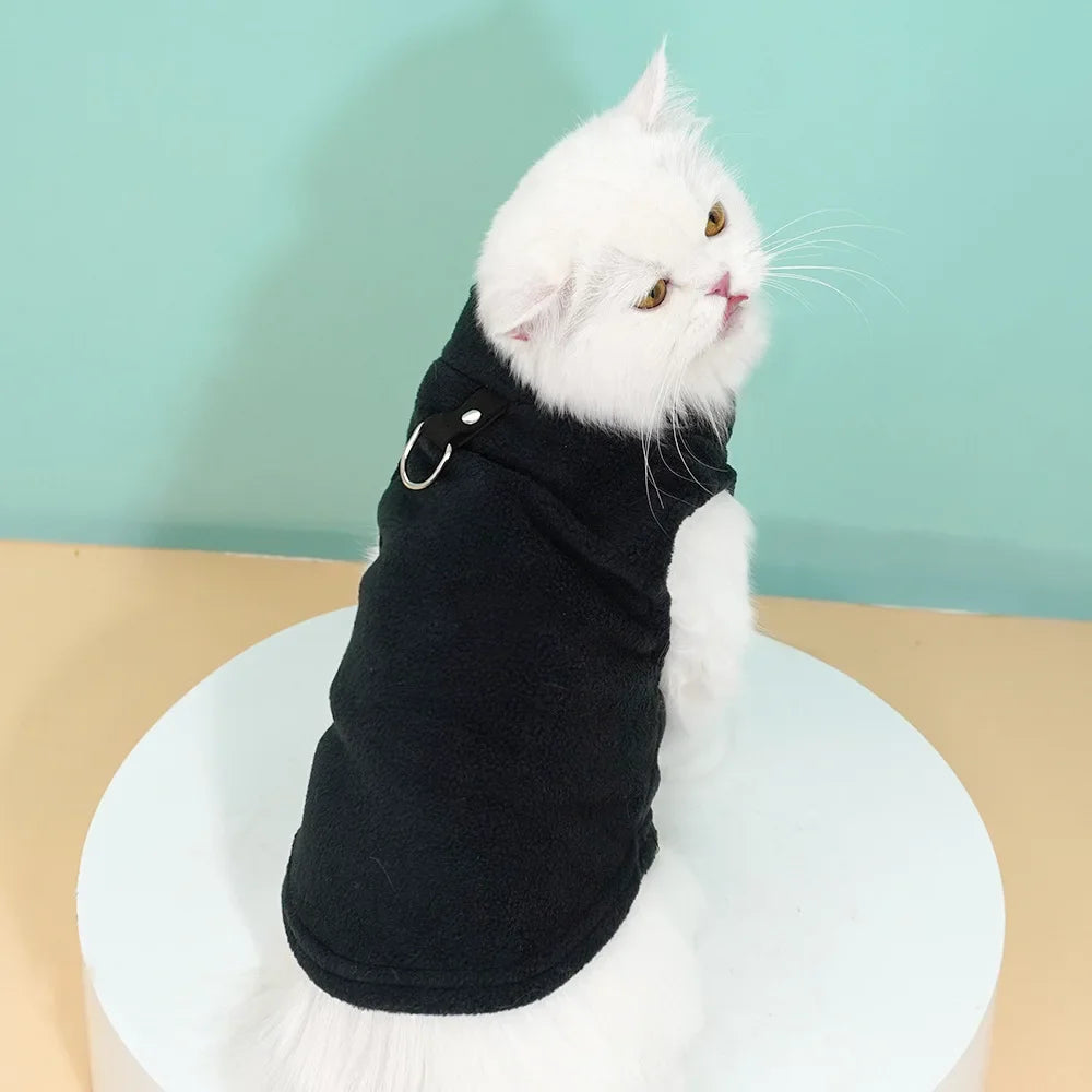 Pet Fleece Vest with Soft and Warm Fleece Sleeveless Design Unconstrained Forelimbs Autumn and Winter Warm Pet Clothing