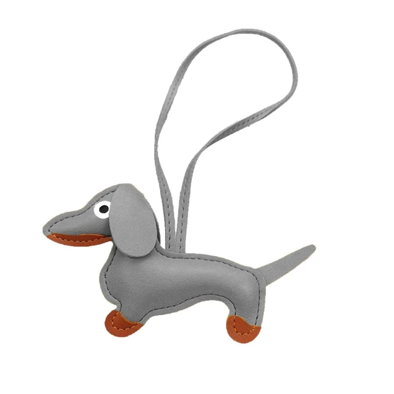 Mini Dachshund Dog Keychain  PU Leather Animals Keyring Hanging Ornament Backpack Handbag Charm Gift for Men Women