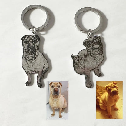 Customized Pet Photo Keychain Personalized Picture Keyring Engrave Pet Portrait Keychain Unique Pet Memorial Gift For Pet Lovers