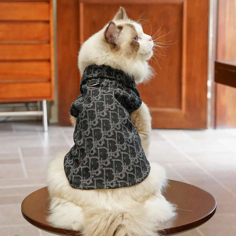 Pet Clothing Dog Autumn and Winter Denim JeanThickened Windproof Coat Puppy Costume For Small Medium Dogs Pet Jacket Wholesale