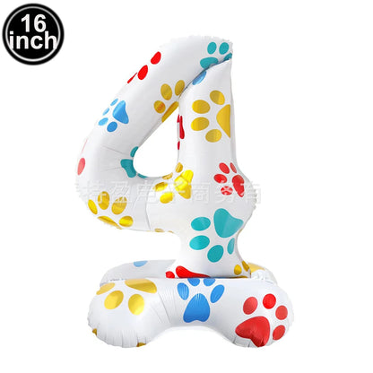 16inch Dog Paw 0-9 Theme Number Foil Balloons Color Dog Birthday Party Balloon Decorations Kids Puppy Party Supplies