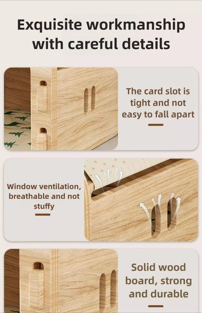 the MODERN DOG - Indoor Doghouse Bed, Solid Wood All Season Universal Dog/Cat House Villa, Breathable Large Space Puppy Crate, Portable Pet Tent