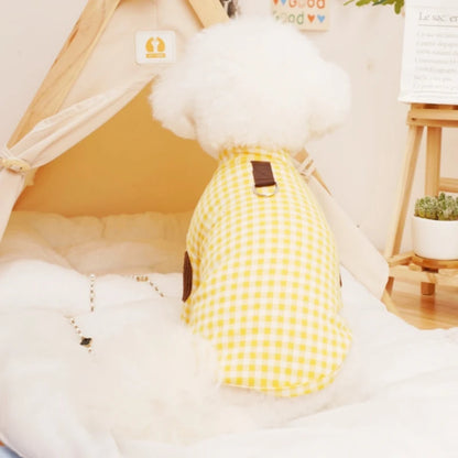 Soft Cotton Pet Dog Clothes Warm Dog Plaid Shirt Luxury Puppy Pullover Autumn Cat Shirt Cute Solid Pet Costume Chihuahua Clothes