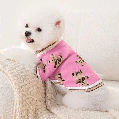 Pet Dog Sweater for Small Medium Dogs Puppy Cat Bear Pattern Cardigan Coat Chihuahua Yorkshire Clothes Outfit Dog Costume