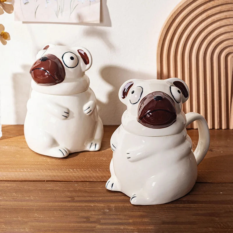 Funny Pug Dog Mug Large Ceramic Cup Cute Creative Gift for Boyfriend Birthday Present