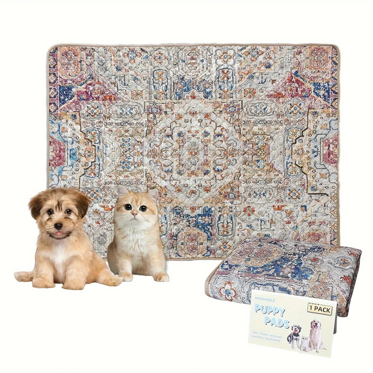 Pet Pee Pad Blanket Washable Urine Mat Ethnic Style Reusable Puppy Training Pads Sleeping Bed 4 Layers Absorbent Dogs Pee Mats