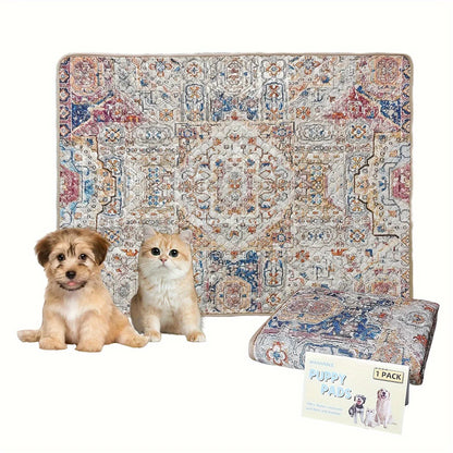Pet Pee Pad Blanket Washable Urine Mat Ethnic Style Reusable Puppy Training Pads Sleeping Bed 4 Layers Absorbent Dogs Pee Mats