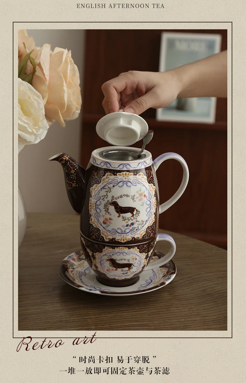 London Pottery 300ML Animal dog mug dish ceramics coffee cup tea Pair pottery tea cup set porcelain Cups for girlfriend gift