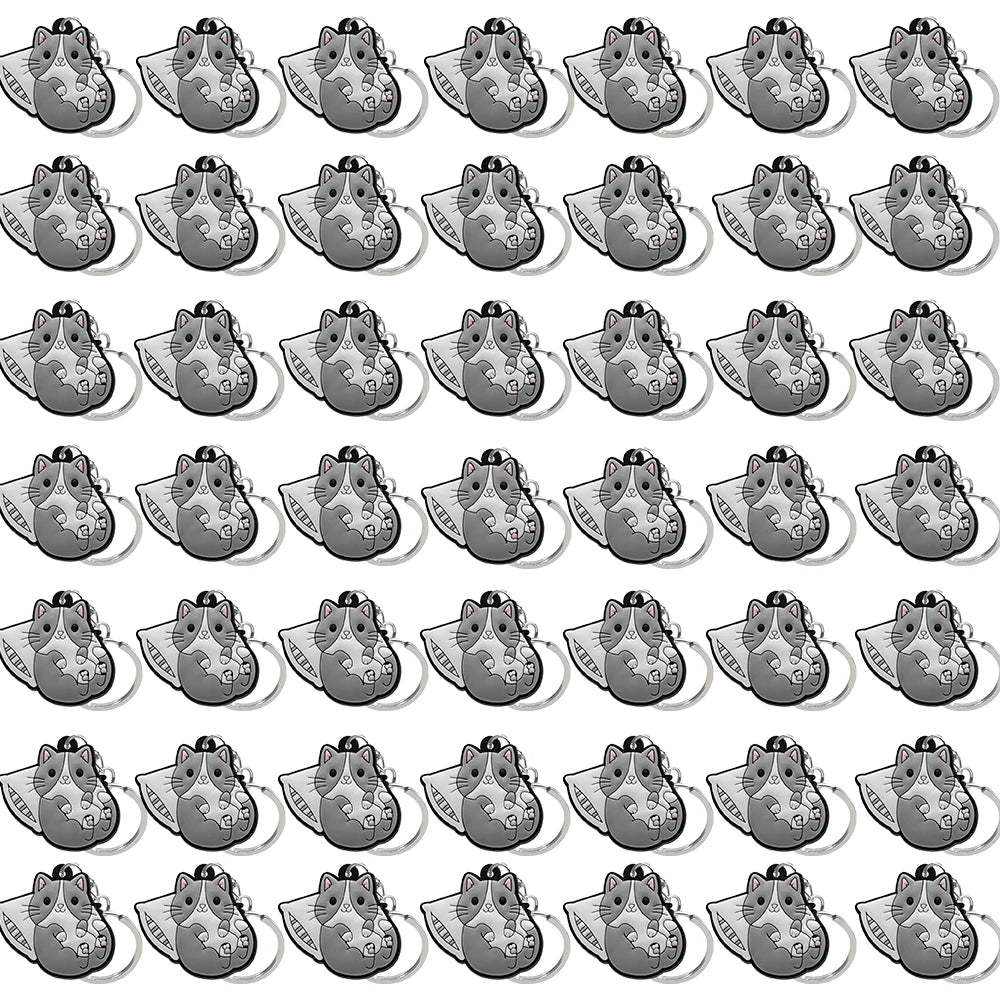 50PCS Cute Animal Keychain knife Ducks Dogs Cats Keyring for Women Men Kids Handbag Cool Car Key Accessories Friends Key Gifts