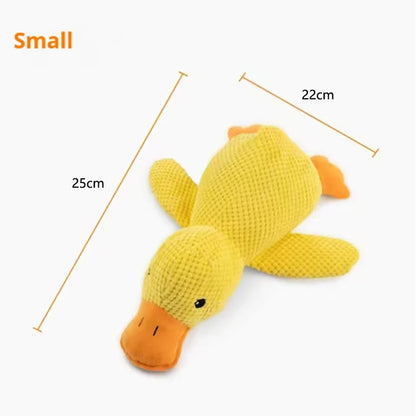 Hot dog sleeping with duck toys to relieve boredom of little yellow duck pet puppy interactive plush doll hug duck