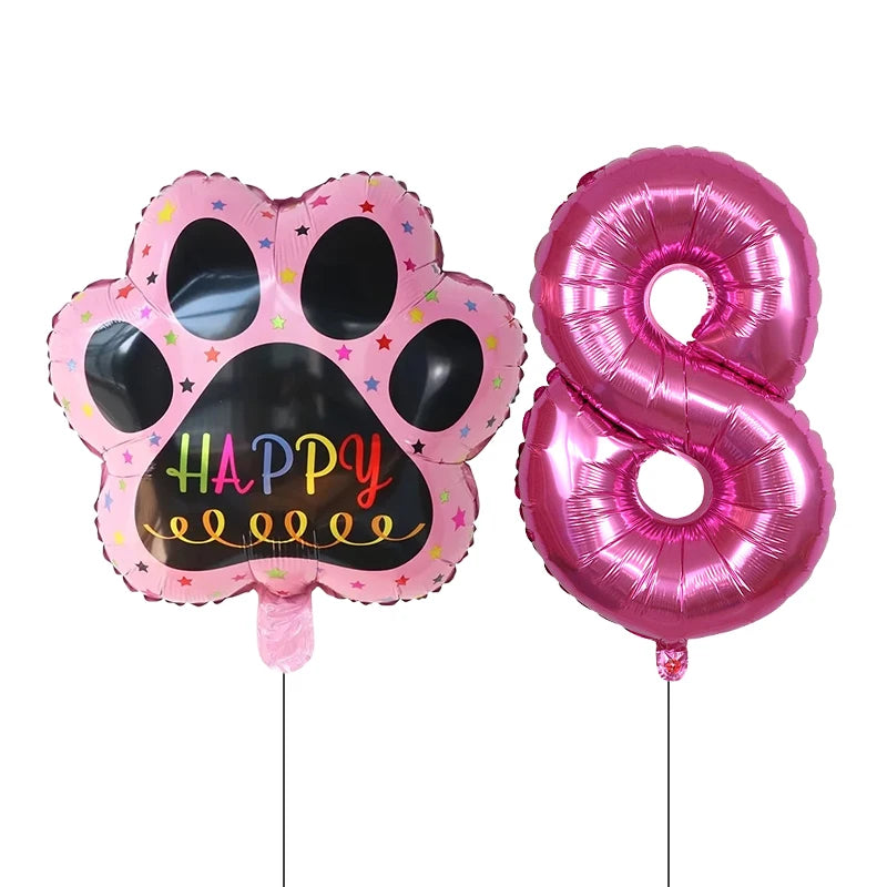 2 pieces/set Let us Pawty Big Dog PAWS Aluminum Balloons 30 inch figure 1 2 3 4 year old birthday party decoration Balloon Baby