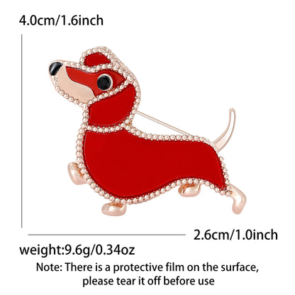 Classic Rhinestone Dog Brooches for Women Enamel Animal Pins Necklace Office Party Friend New Fashion Gifts Jewelry Accessories