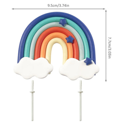 14pcs Blue Rainbow Cake Toppers With Orange White Balls For Dog Birthday Cake Decorations Baby Shower Party Supplies