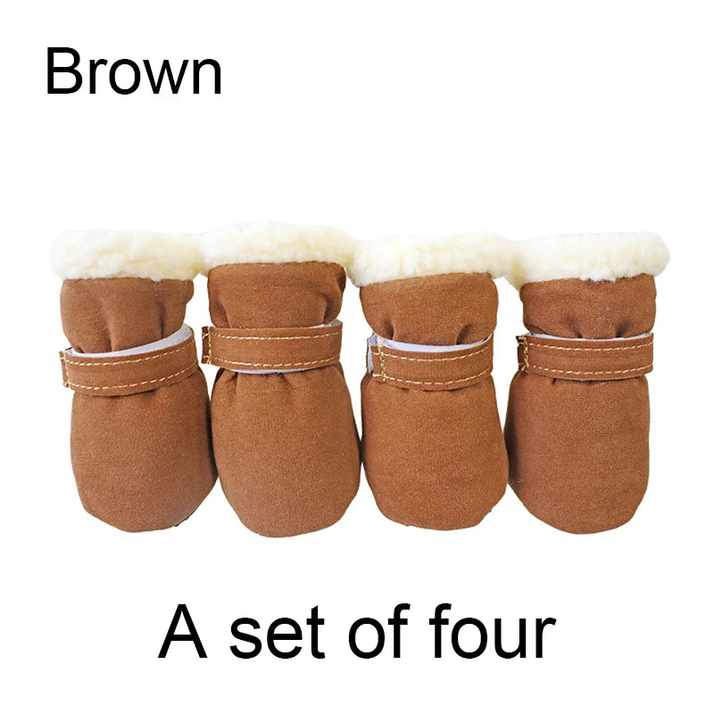 the SNOW DOG SLIPPERS - 4PCS Winter Waterproof Warm Non-Slip Snow Boots for Small Breeds Dogs, Puppy Outdoor Walking Dog Socks, Bootie Pet Paw Care