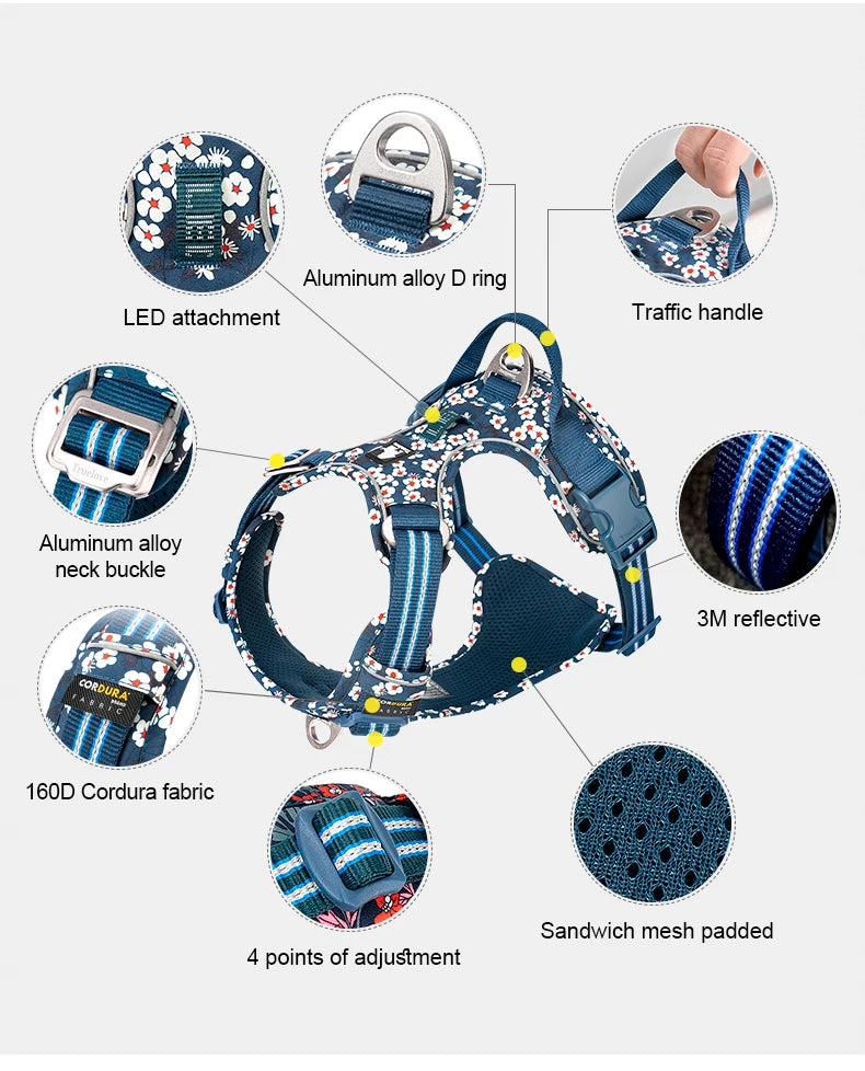 Truelove Pet Harnesses Durable Update Codura Fabric Nylon Aluminum Accessories Dog Harnesses Manufacturers TLH5656