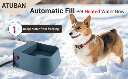 Heated Automatic Water Bowl for Dogs,Heated Dog Automatic Filling Outdoor Bowl,Heated Auto Waterer for Dog,Cats,Chickens,Animals