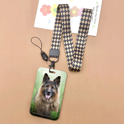 Cat and dog pattern Bank Credit ID Card Student Bus Card Holders Storage Protective Shell Pendant