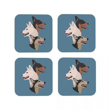 Family Of Dogs Coasters Kitchen Placemats Non-slip Insulation Cup Coffee Mats For Decor Home Tableware Pads Set of 4