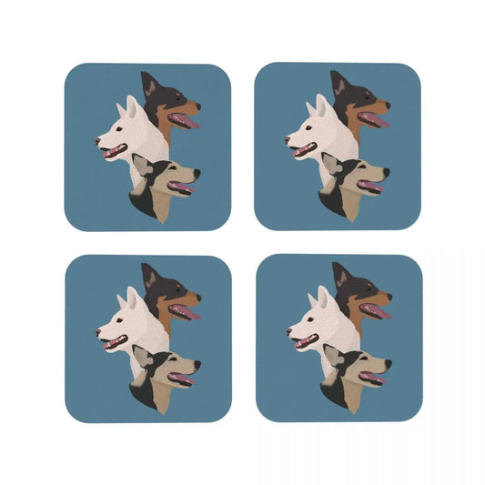 Family Of Dogs Coasters Kitchen Placemats Non-slip Insulation Cup Coffee Mats For Decor Home Tableware Pads Set of 4