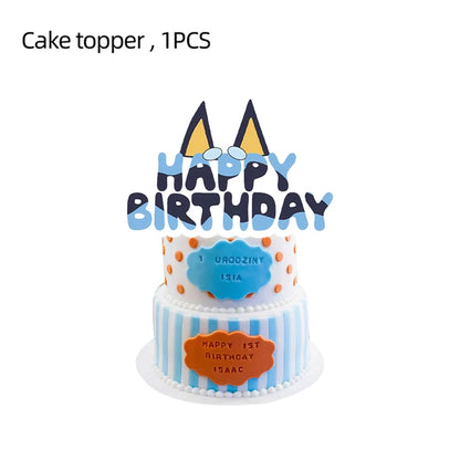 New Cartoon Dog Birthday Party Decoration Setup Boys Children Blue Dogs Party Favor Tableware Plate Napkin Cup Supplies Full Set