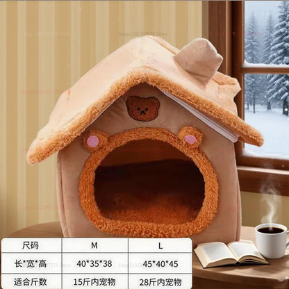 the DOGGY VILLA - Enclosed Cat/Dog Kennel with Dirt Resistance Washable Comfort Villa, All Season Detachable Cat/Doghouse Suitable for Indoor/Outdoor