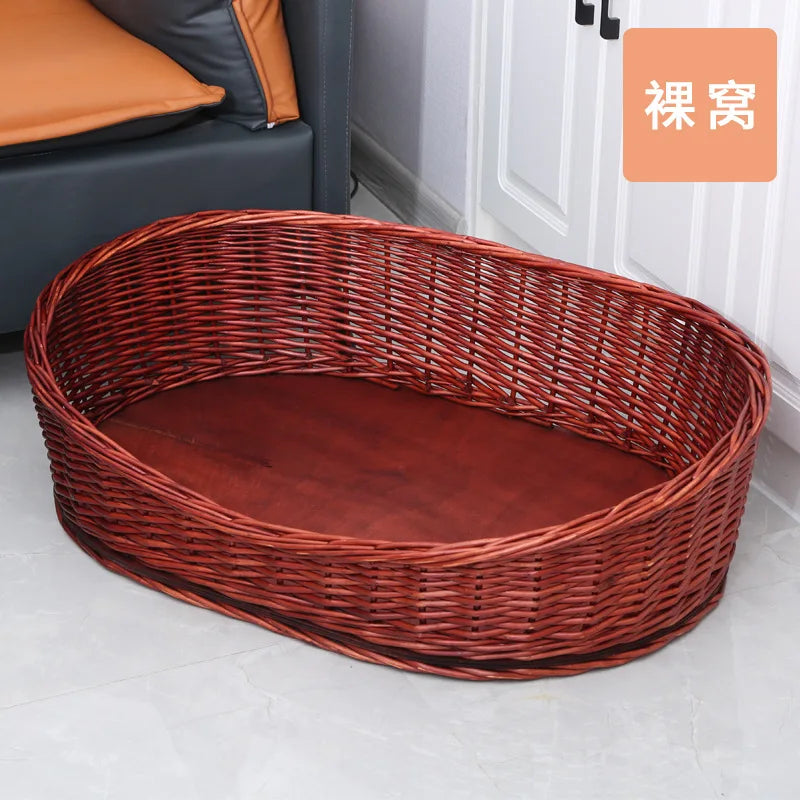 Willow Vine Weaving Dog House Summer Cool Cat Bed Four Season Universal Small Dog Pet Nest Summer Sleeping Mat Teddy Dog Bed