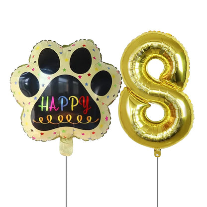 2 pieces/set Let us Pawty Big Dog PAWS Aluminum Balloons 30 inch figure 1 2 3 4 year old birthday party decoration Balloon Baby