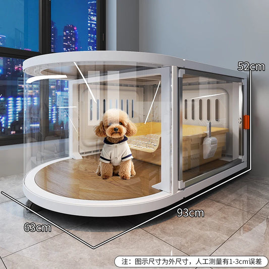 the GALAXY DOGHOUSE - New Kennel Luxury Villa, Pet Dog Cage, Small Dog Indoor Household Large Space Dog Villa with Wheels