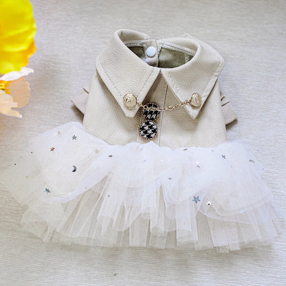 Luxury Brand Dog Clothes Puppy Princess Black Leather Waterproof  Autumn Winter Pet Outfit Girl Boy Coat XS XL Elegant Costumes