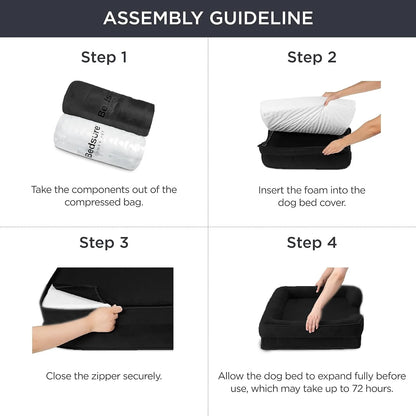 Jumbo Large Orthopedic Dog Bed Memory Foam Pet Sofa Couch Waterproof Elevated Cushion Warm Puppy Bolster Couch Removable Cover