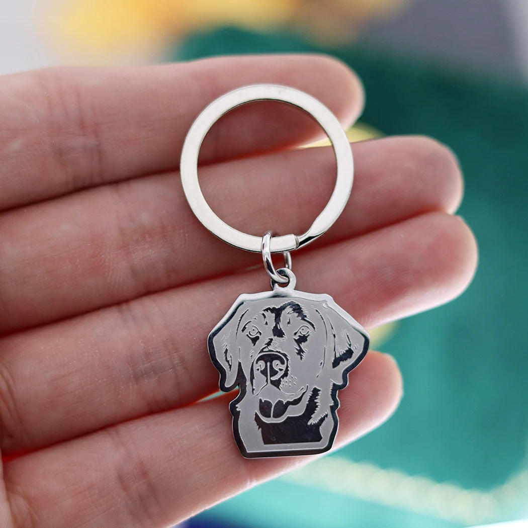Stainless Steel Charms French Bulldog Dog Men's Trendy Punk Keychain for Women Men Jewelry Kids Gifts Key Bag Deco Accessories